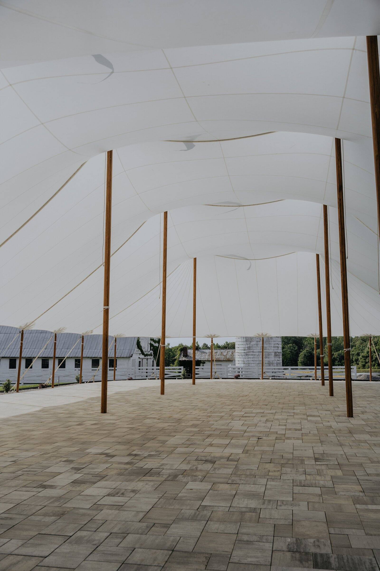 Sailcloth reception tent at Northfield Estate