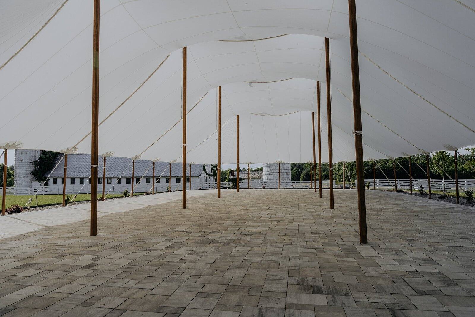 Sailcloth reception tent at Northfield Estate